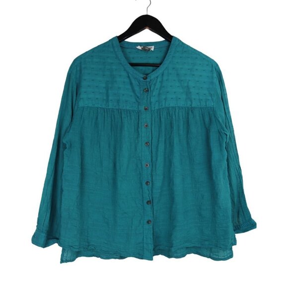 Anthropologie Pilcro and the Letterpress Mila Teal Draped Button Top Size Small - Picture 1 of 8